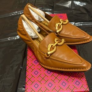 Tory Burch Jessa Pointy Toe 20mm Loafer Cinnamon Brown/Tan Size US 5